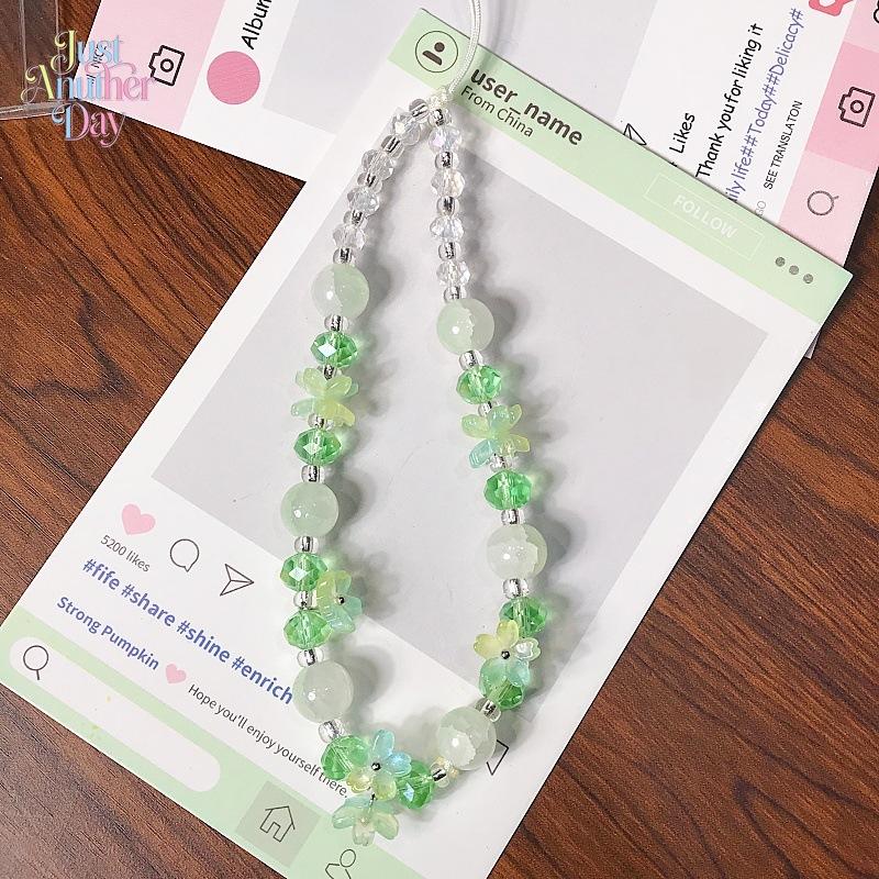 5-Pack Blue Flower Beaded Phone Charm Strap, Acrylic Beaded Wrist Lanyard with Floral & Pearl Details, Universal Chain for Phone Cases, Keychains, CCD Cameras & Bags
