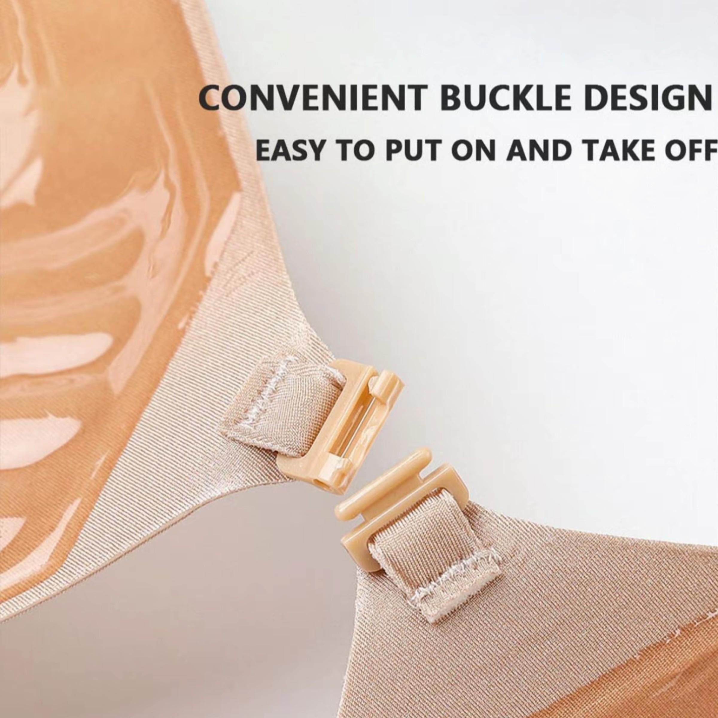 2 Pairs Front Buckle Push Up Invisible Adhesive Bra, Strong Adhesive Anti Slip Gathering Bust Lifter Strapless Nipple Covers Black & Nude For Wedding Party Evening Dress Daily Outfit Front Pushup Non Slip Bra
