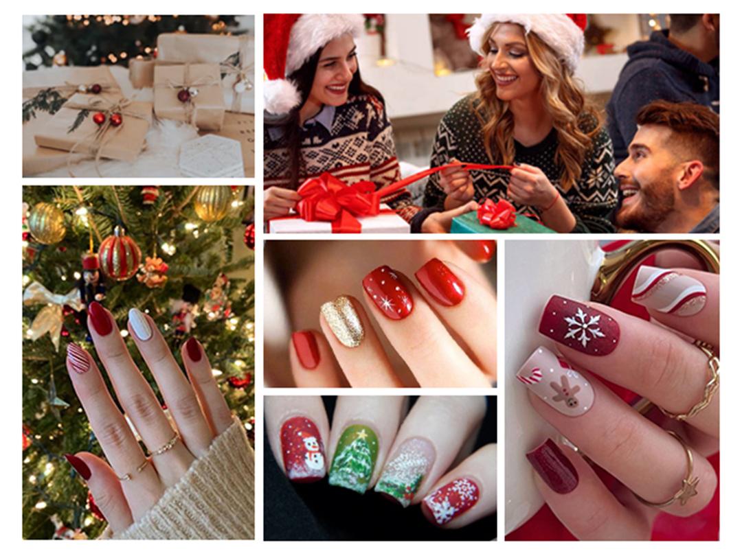 AILLSA 5 Colors nail polish set Glitter White/Red Gel Nail Polish DIY Nail Art Kit Soak Off Fall Winter Gel Polish Set with Base and Top Coat Christmas Day Gifts for Women Girls Nail Care Manicure polish set uv light cure gel polish