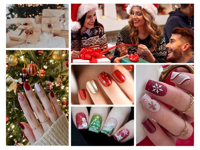 AILLSA 5 Colors nail polish set Glitter White/Red Gel Nail Polish DIY Nail Art Kit Soak Off Fall Winter Gel Polish Set with Base and Top Coat Christmas Day Gifts for Women Girls Nail Care Manicure polish set uv light cure gel polish