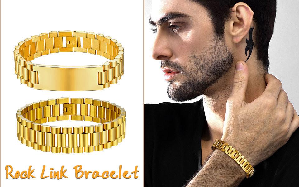 U7 Cuban Link Chain Chunky Bracelets Daily Casual Jewelry for Men