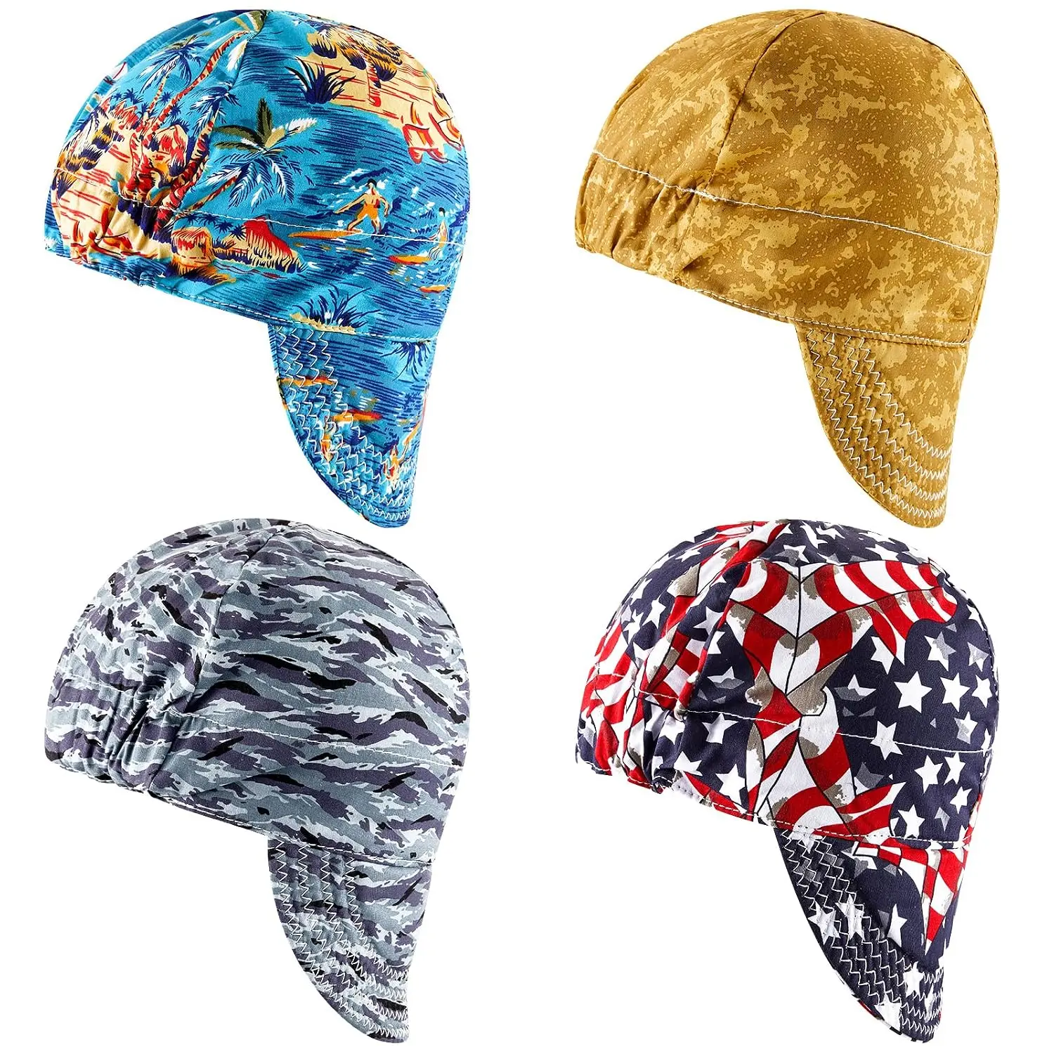 4 Pcs Welding Caps Flame Resistant Cotton Universal Fit,Classic
