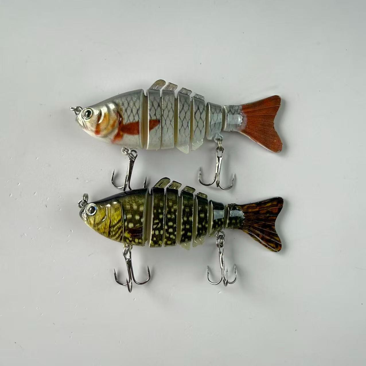 Large brand replica, popular, 2pcs, submerged simulation 7-section fish lure, fake bait, multi section hard bait for fishing, suitable for freshwater and seawater fishing accessories, fishing equipment and supplies