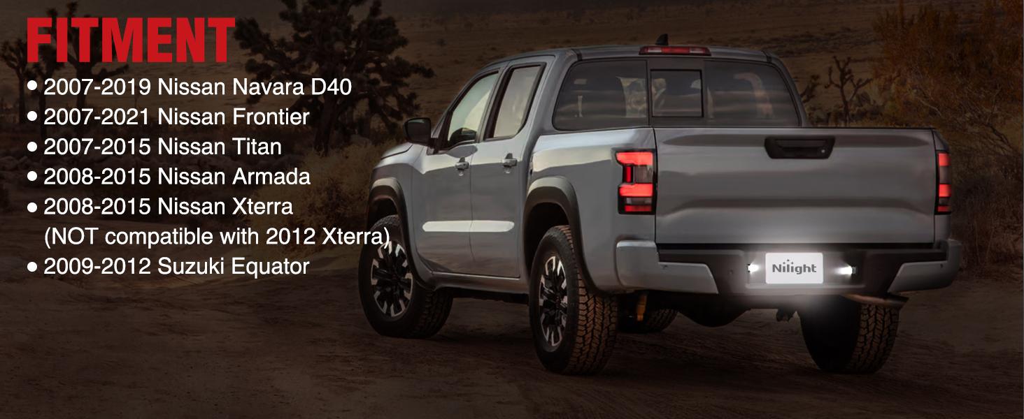 Nilight License Plate Light Compatible with 2007 2008 2009 2010 2011 2012 2013 2014 2015 2016 2017 2018 2019 2020 2021 Nissan Frontier Navara D40 2007-2015 Titan Armada Xterra with Black Housing