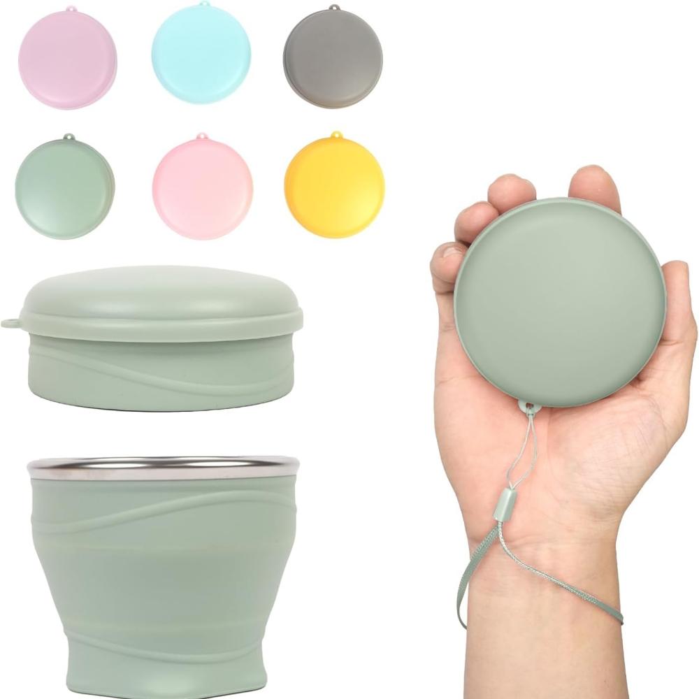 180 milliliters foldable water bottle, silicone foldable travel cup - Silicone foldable camping cup with lid - Easy to store, convenient to carry, suitable for travel and camping use