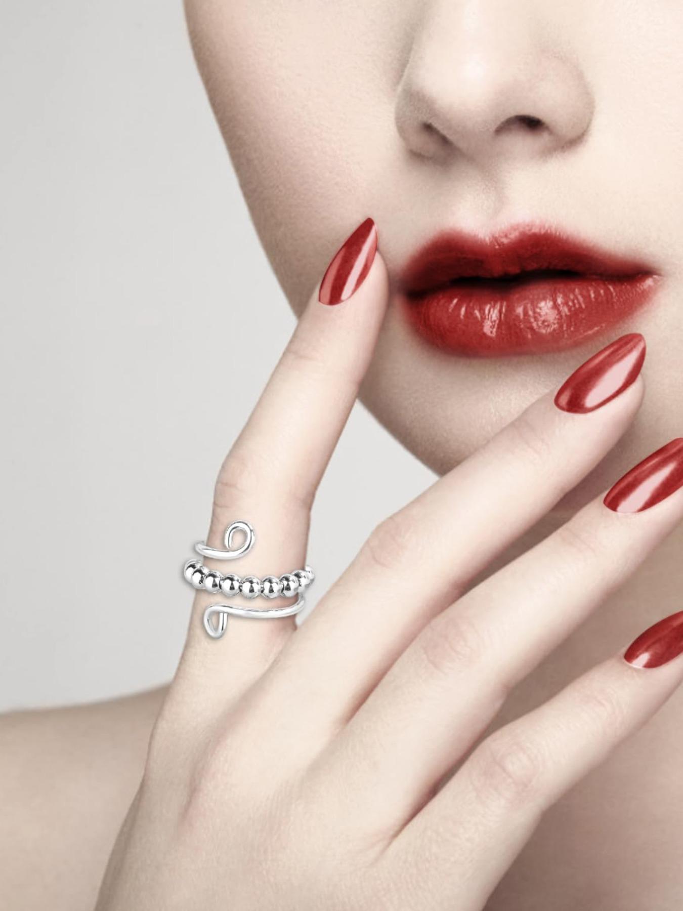 Anxiety Ring - Anxiety Relief Rings, Adjustable rotating ring, helps relieve anxiety, stress and meditation - Rotatable and stackable 10 beads, suitable for both men and women - Unique design, helps calm and focus - Anxiety Fidget Ring