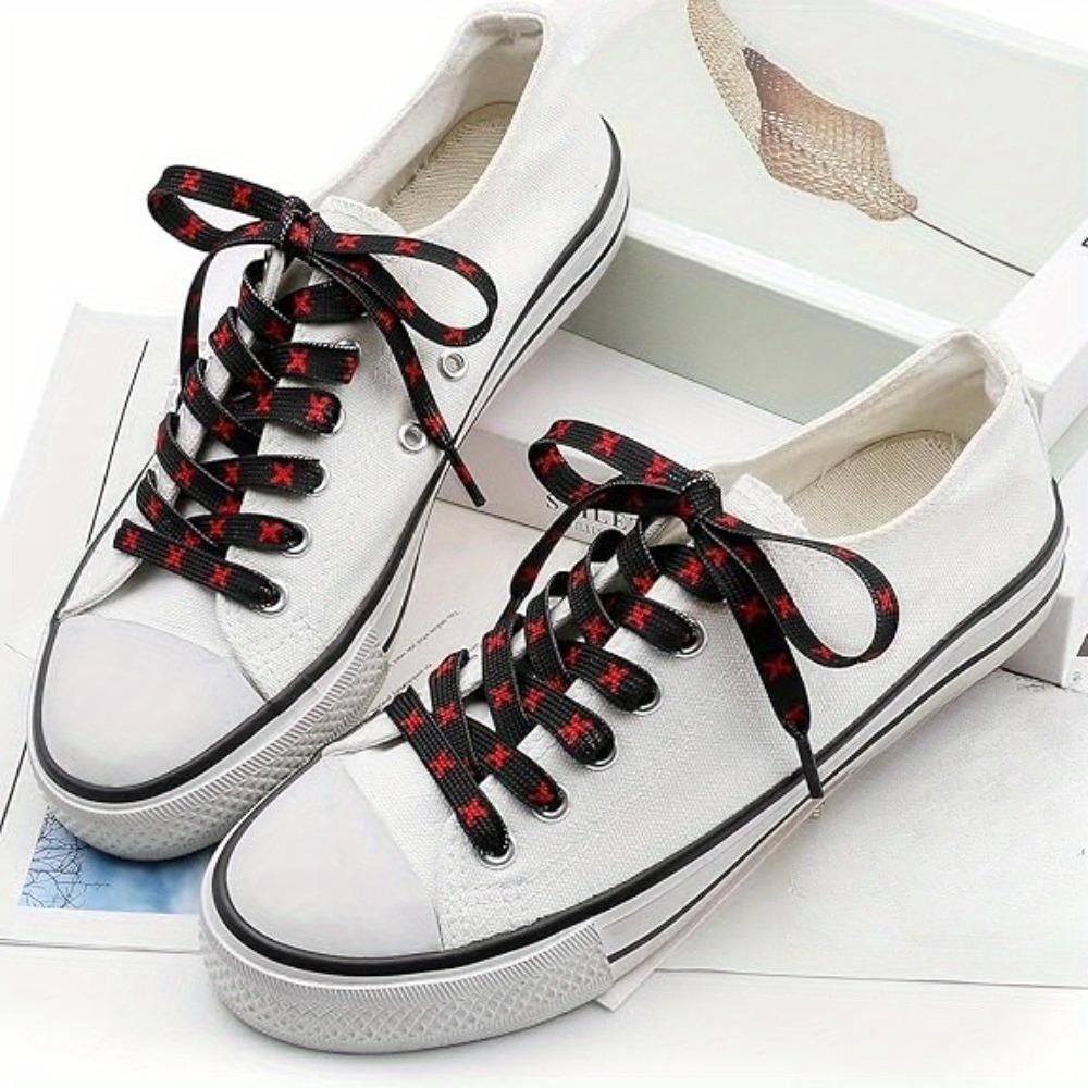 1pair shoelaces, personalized flat shoelaces, red and black shoelaces, mid top sneakers shoelaces, men's and women's shoe accessories, fashionable and cool, personalized shoelaces