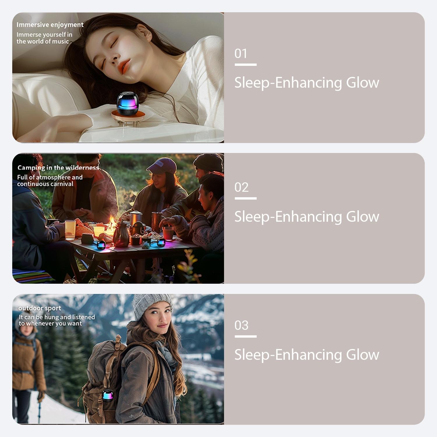 Bluetooth Speaker 360 Holographic Sound Bluetooth Speaker Portable Wireless RGB Colorful Lights TF Card Supported 12H Usage Time for Outdoor Camping Hiking Traveling