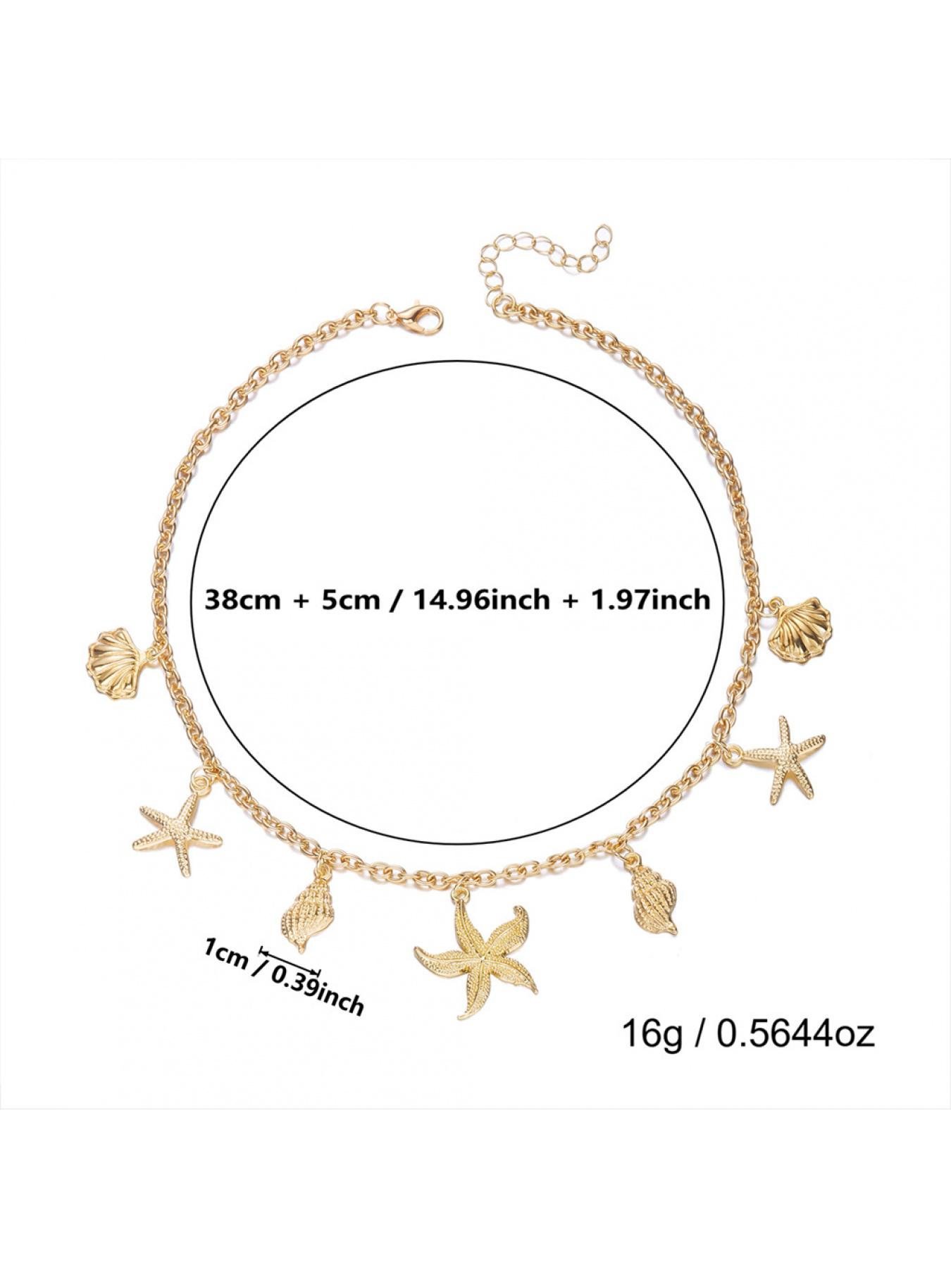 Boho Beach Style Starfish Shell Necklace, Versatile Dolphin Pendant, Perfect for Coastal Vibes, Ideal for Summer