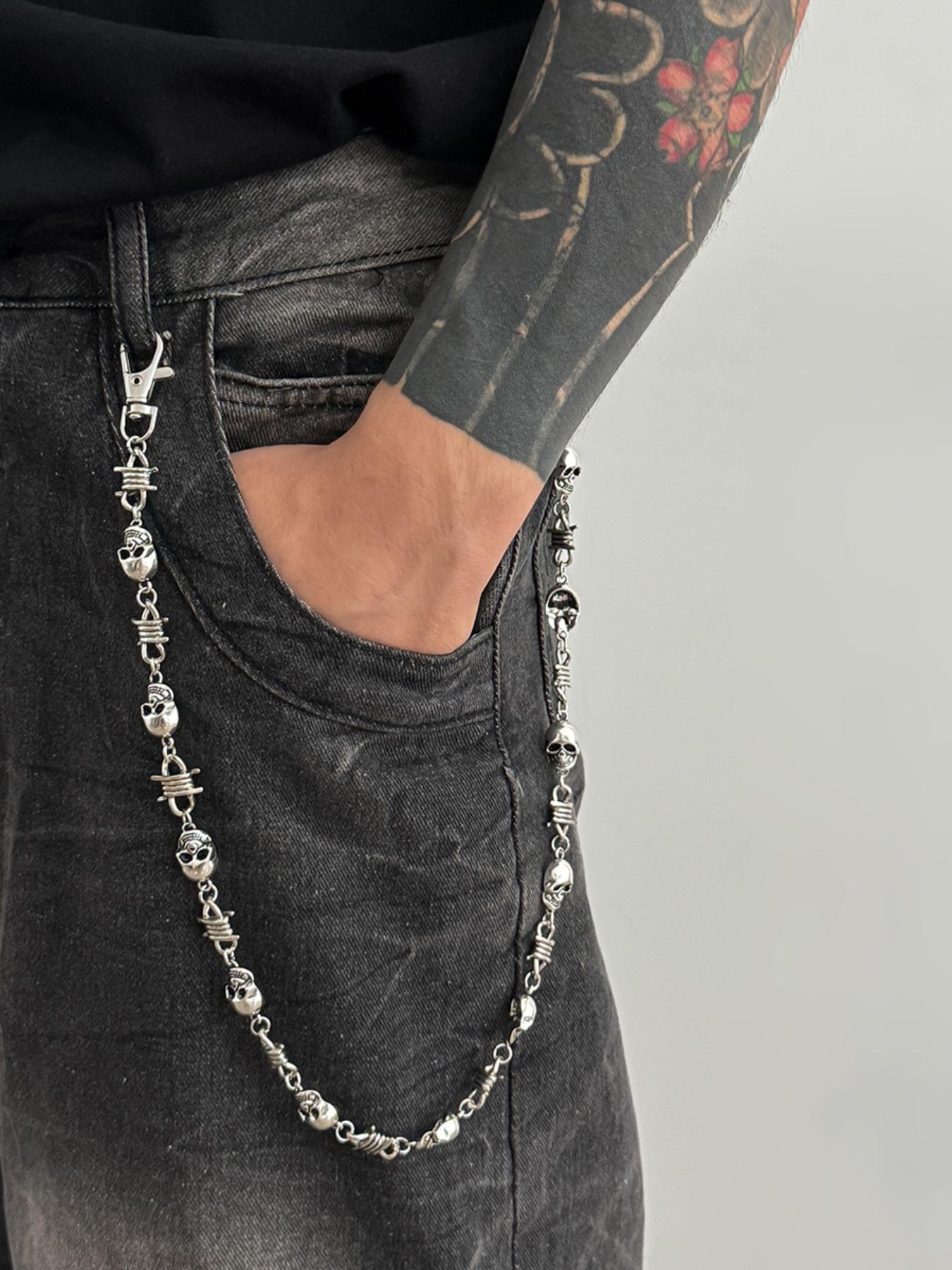 Men's Punk Skull Waist Chain, Metal Body Chain for Pants Decoration, Fashion Jewelry for Music Festivals & Halloween Party Wear, Vintage Body Jewelry