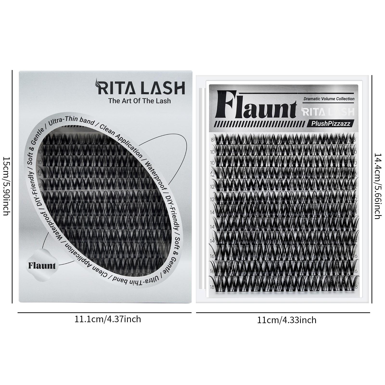 Flaunt | RITALASH 144pcs Clusters Kit Upgrade 2.0 Lashes with Ultra-Dense, Long-Lasting Lashes | Flora | Natural Daily, Volume Style, Manga Style | Beginner-Friendly DIY Lashes | Popular & Must-Have Clusters Kit with Bond and Seal Remover tweezers