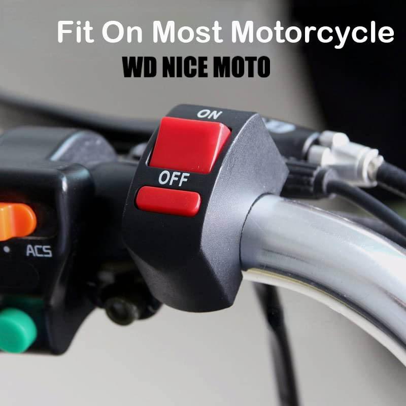 WD NICE MOTO Motorcycle Handlebar Flameout Switch, on off Button for Moto Bike Headlight Signal Lamp, Universal Control Button 12V