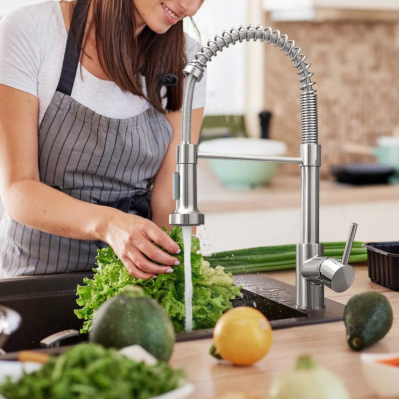PHANCIR Modern Kitchen Faucet with Pull Down Sprayer Brushed Nickel Single Handle Compact Design Suitable for 1 or 3 Holes Fixtures PHANCIR Modern Kitchen Faucet with Pull Down Sprayer Brushed Nickel Single Handle Compact Design Suitable for 1 or 3 Holes Fixtures