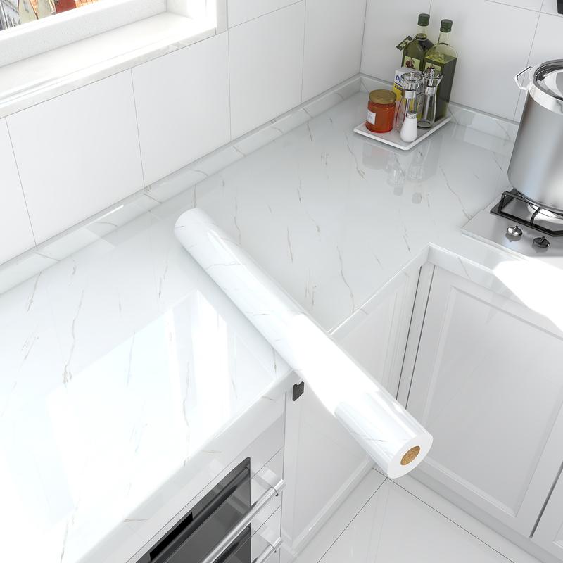Marble Pattern Self-adhesive Sticker, 1pc Waterproof Decorative Paper for Countertop Furniture Table, Decorative Wallpaper for Living Room Kitchen Bathroom Home Interior Decor, Interior, Design, Modern, Room Decor pegatinas decorativas