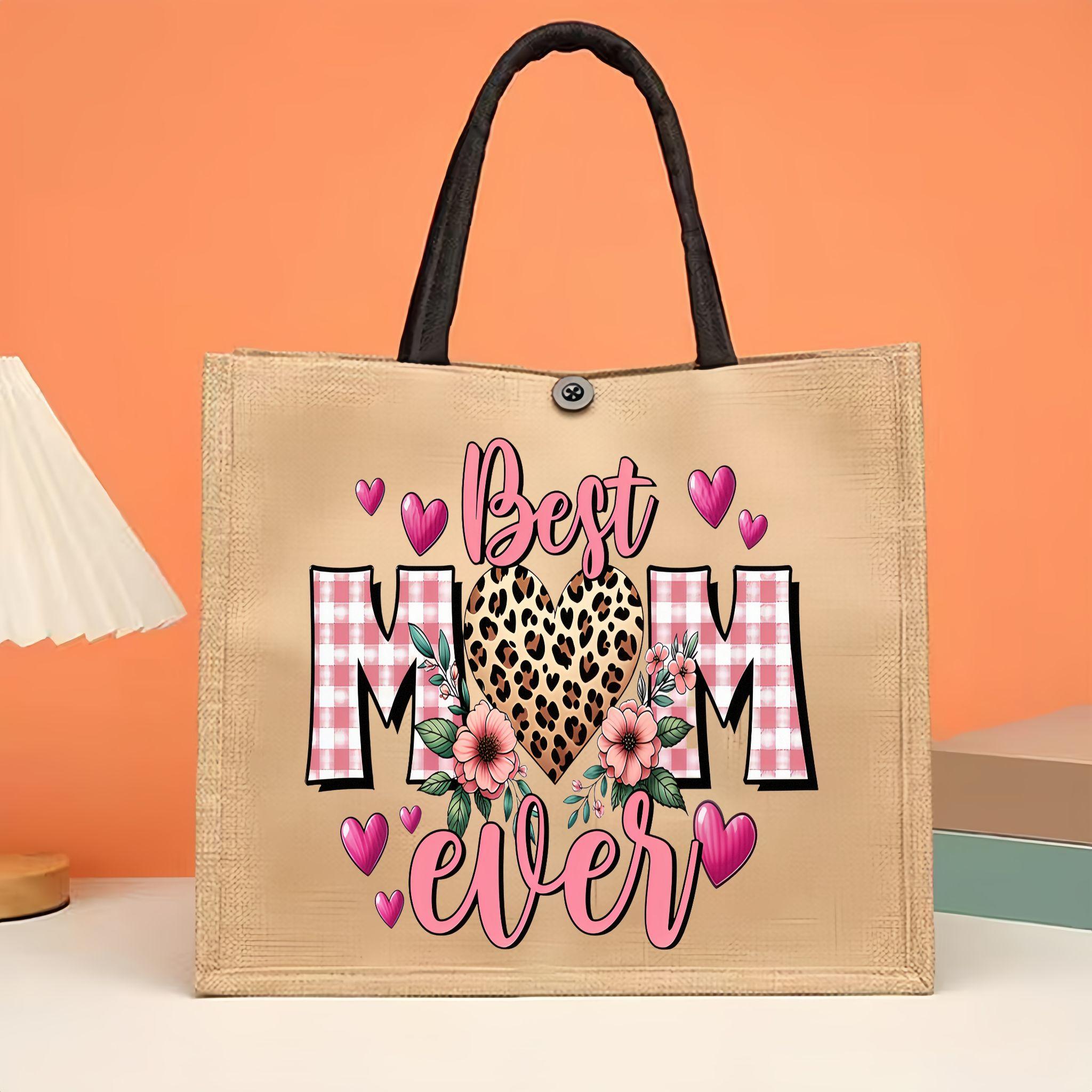Mother's Day Heat Transfer Iron-On Patches Set, Vintage Style Mama Vinyl Stickers, Leopard Sunflower Rose Cow Print, DIY Clothing Bag Decorations