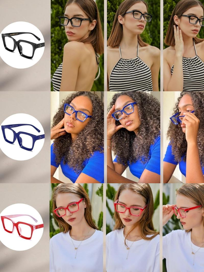 FEISEDY Glasses Frame Womens, Square Thick Eyeglasses Frame, Classic Eyewear for Men B2461