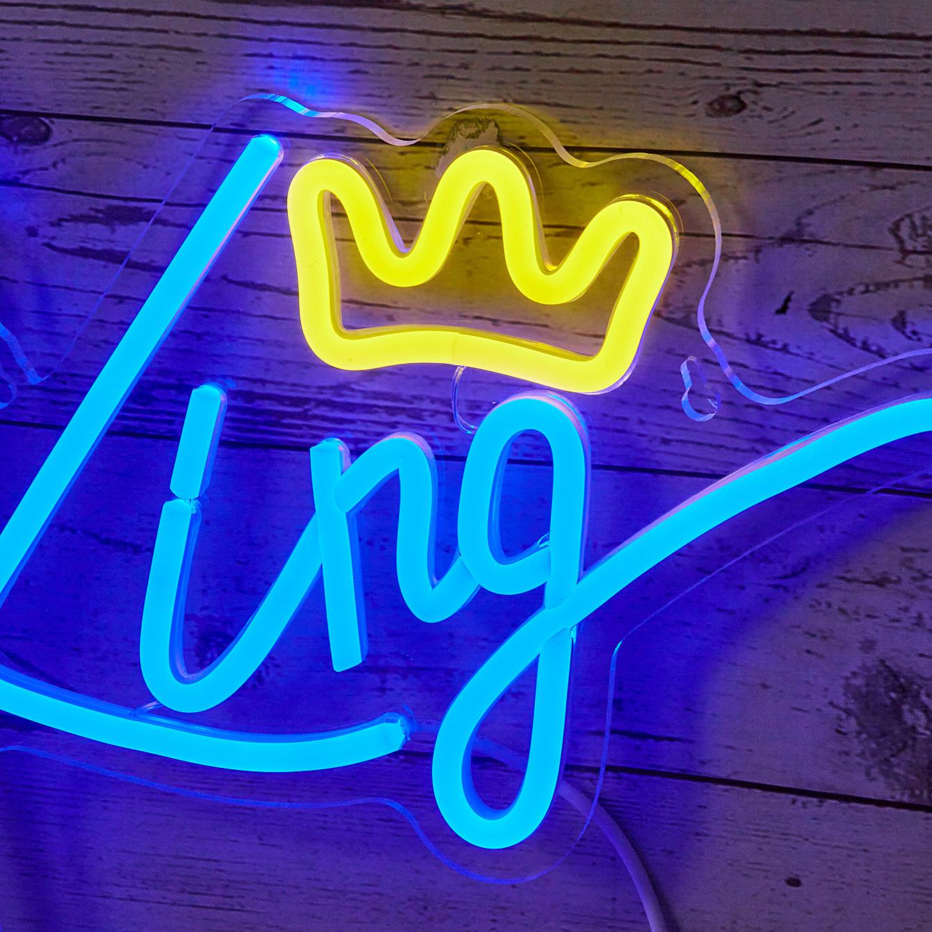 Creative King Letter Design LED Neon Light, Led Wall Light, Led Mood Light, USB Powered Neon Sign, Ambient For Party Decor, Cool Bedroom Accessories, Summer Decor