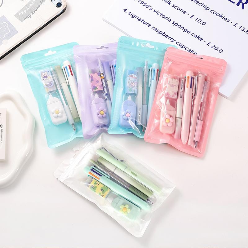 6/12/18 Pcs Stationery Set, Includes Neutral Pens, Erasers, Six-Color Ballpoint Pens, Multifunctional Writing Tools, Ballpen Set, Perfect Office & Study Supplies for Christmas gift