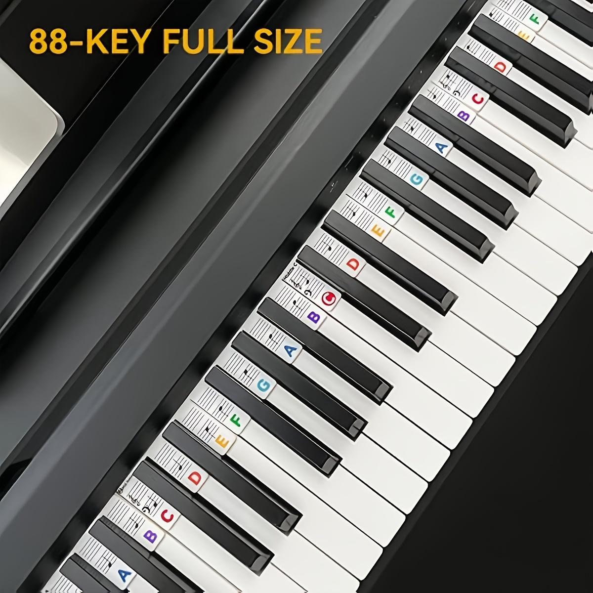 Easy Learn Beginner Piano Notes, 88 Key Full Range, Detachable Reusable Keyboard Guide with Color Labels, Perfect for Scales Practice