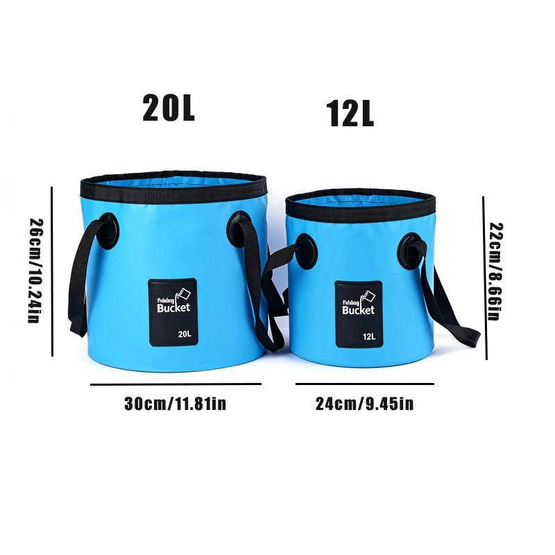 Outdoor Foldable Water Bucket, Camping Fishing Water Bucket, PVC Handle Folding Water Bucket, Multi-Purpose Portable Camp Water Bucket