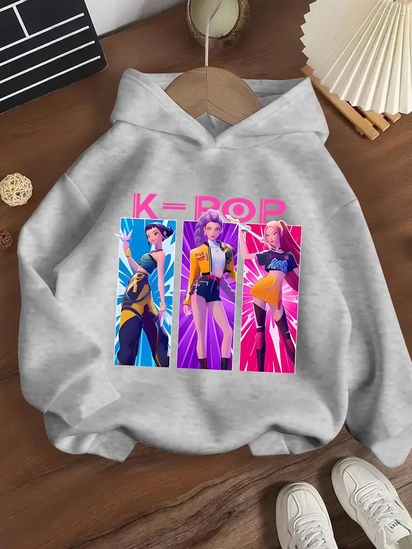 Girls' Kpop Falcon Girl Group Hoodie, Long Sleeve Casual Fitted Sweatshirt, Graphic Hoodies, Spring & Fall Fashion, Comfortable Graphic Print Pullover