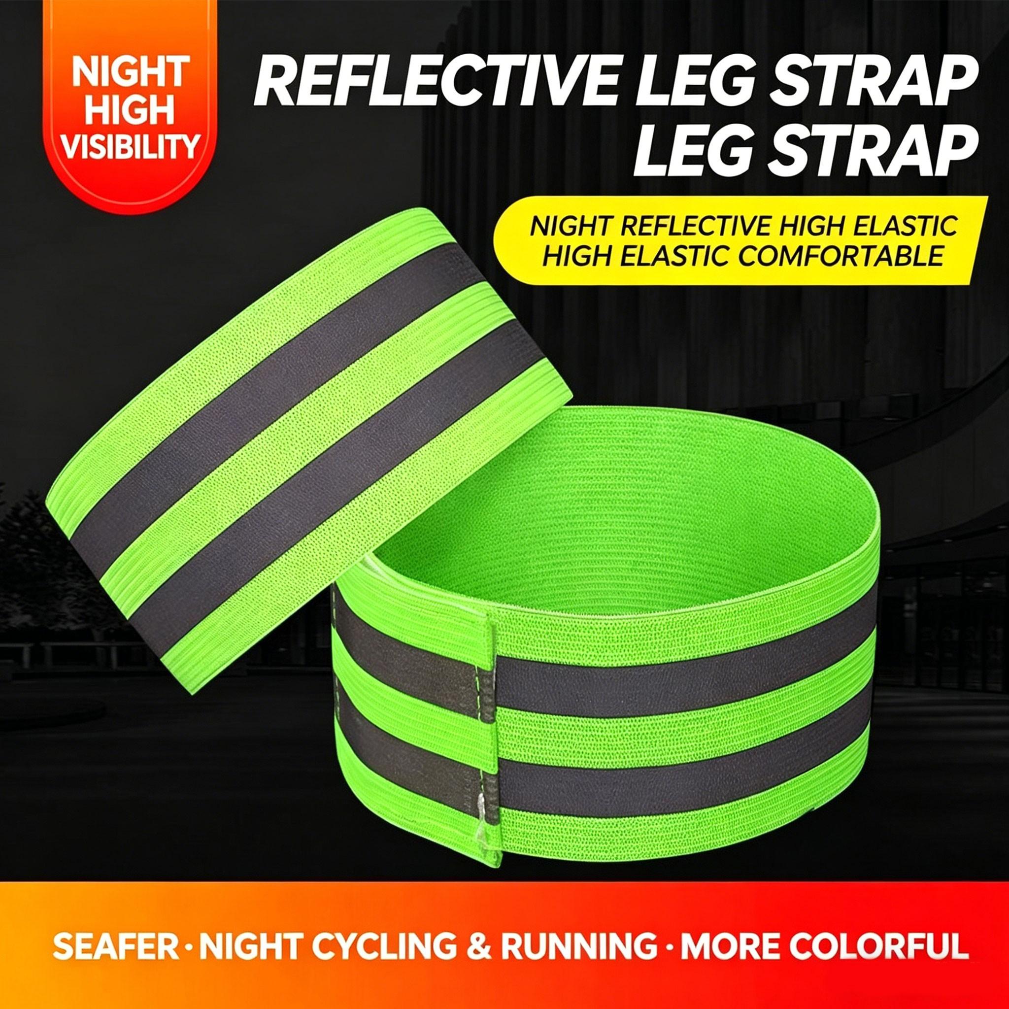 Two-Pack Reflective Bike Leg Straps, Outdoor Sports Arm Bands, Night Running Safety, High-Visibility Reflective Strips, Rainy Weather Safe Riding