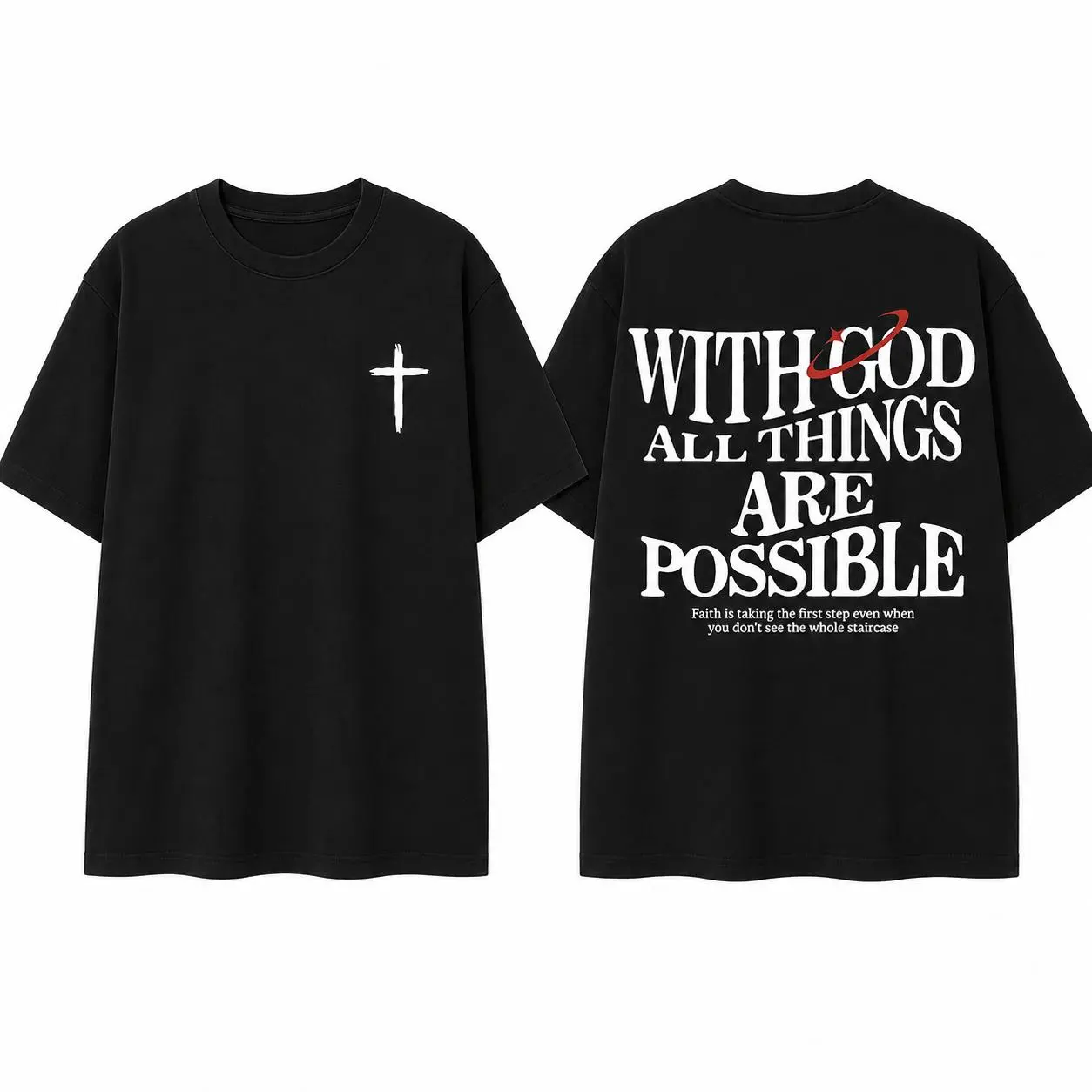 Men's Vintage  - Christian 'With God All Things Are Possible' T-shirt,Quote, Loose Fit Short-Sleeve Menswear Top, Tops