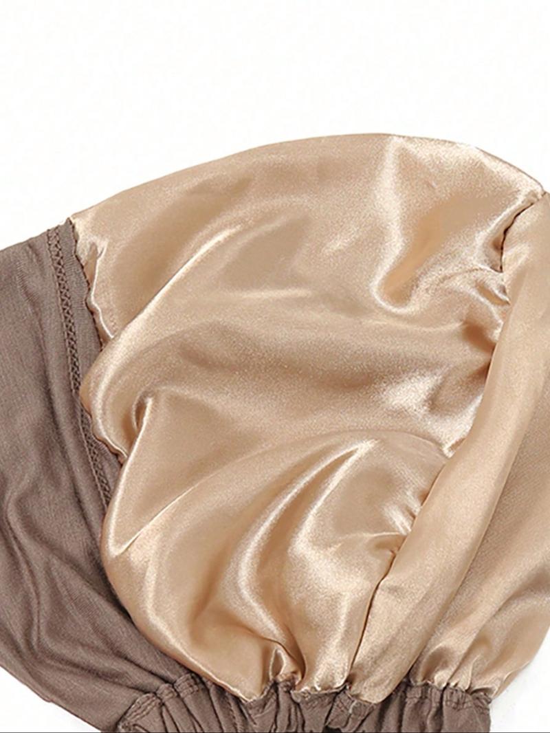 1pc Women's Solid Satin Lined Headscarf with Adjustable Ties, Breathable Comfortable Hijab, Perfect for Daily Wear, Ramadan and Eid