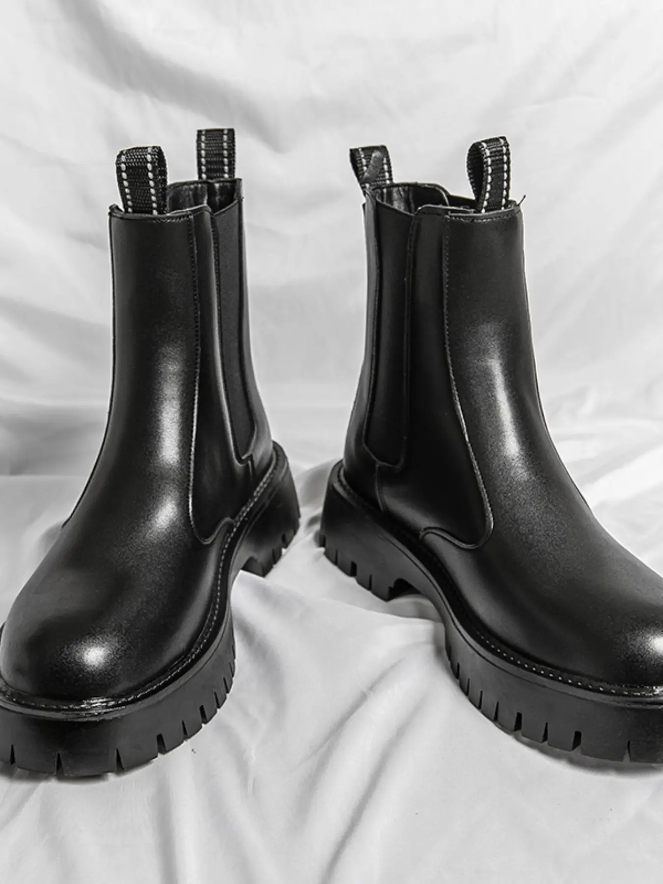 Classic Platform Chelsea Boots for Men Non Slip Thick Sole All Match Daily Casual Leather Boots Trudge Boots