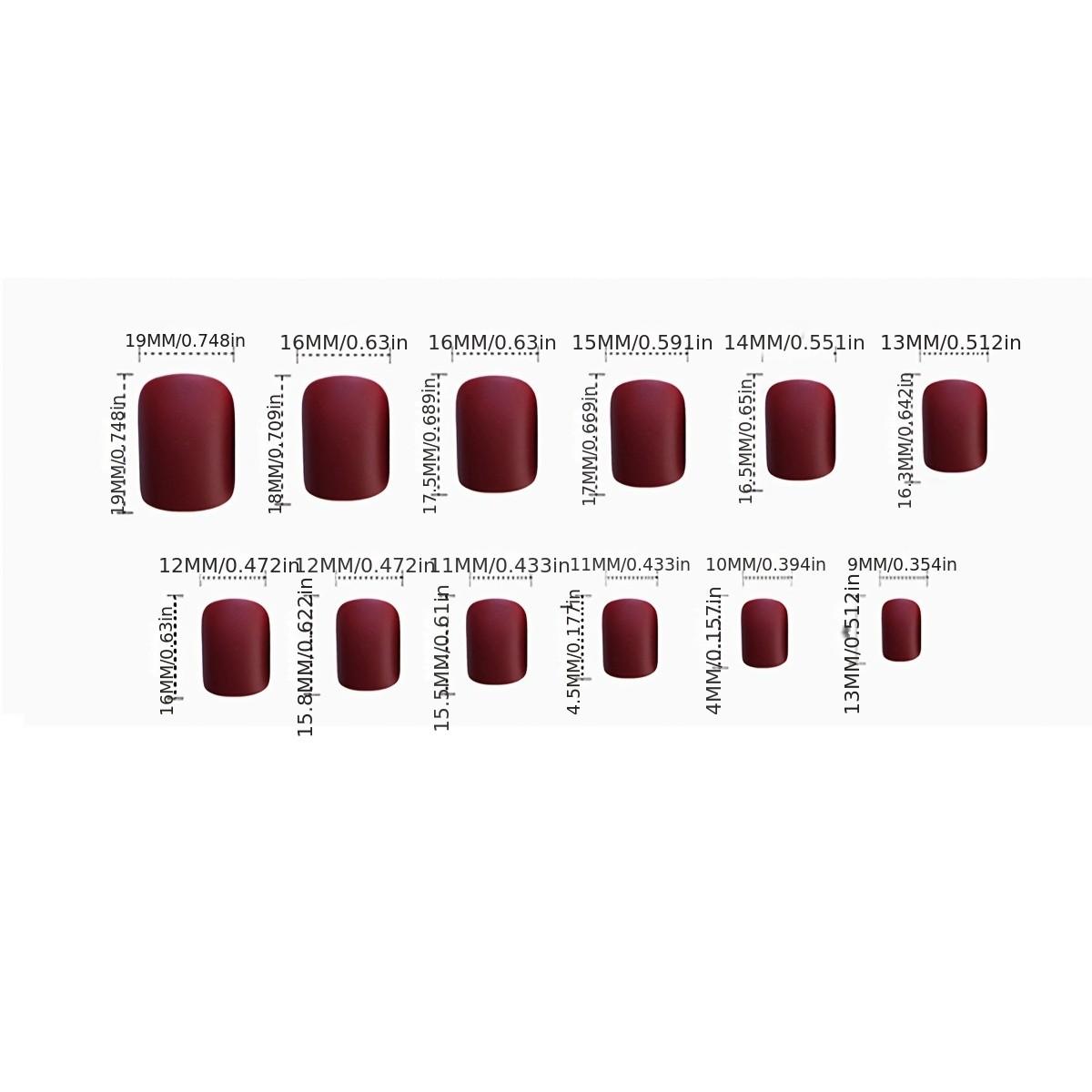 Short Square Heart Nail Art Stickers, Cute and Simple Wearable Nails, 24 Pieces, Perfect for Daily Use, Easy Application
