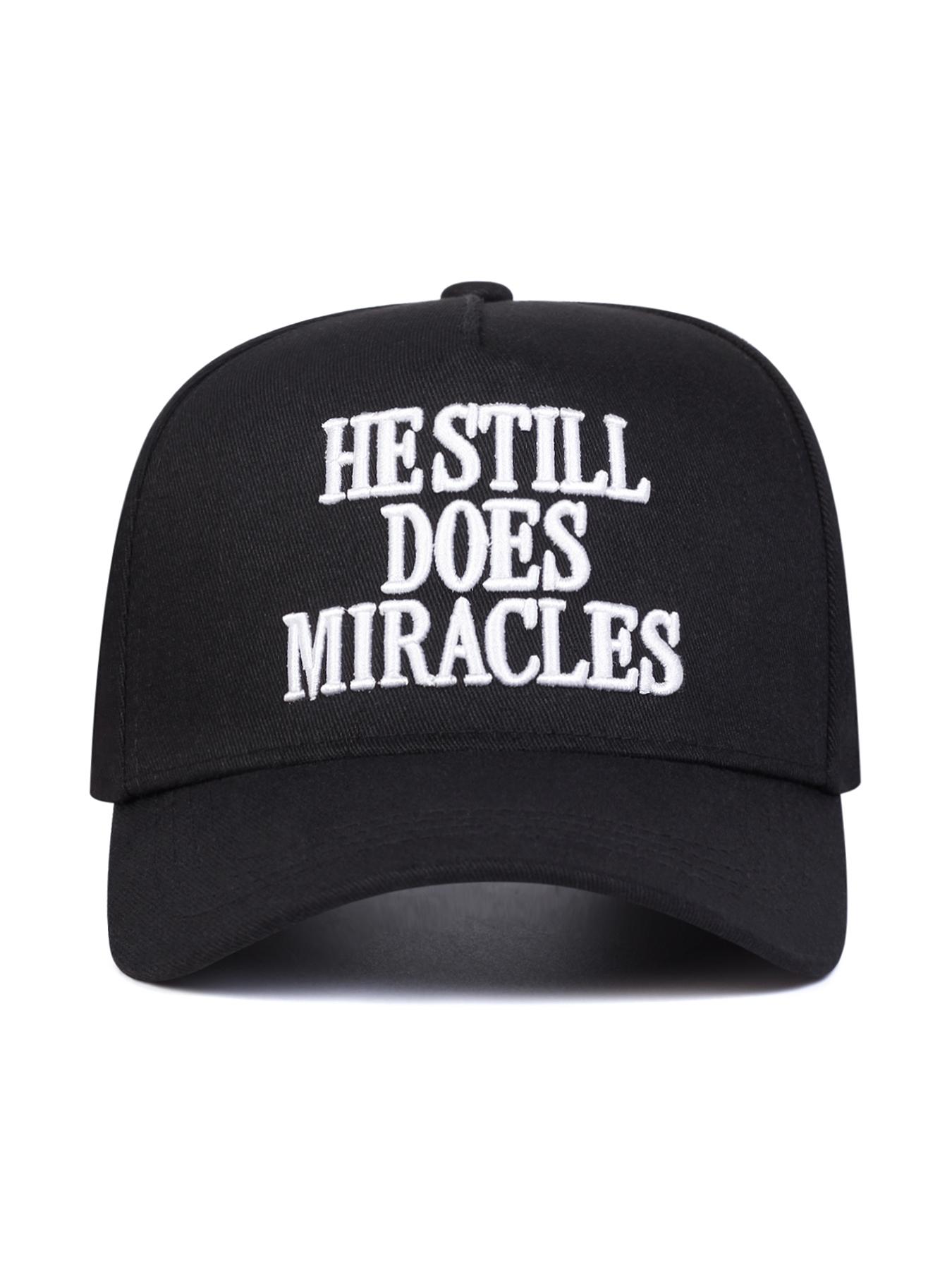 Unisex Miracles Embroidered Baseball Cap, Snapback Hat, Adjustable Outdoor Sun Protection Hat, Casual Fitted Design for Spring & Fall Travel