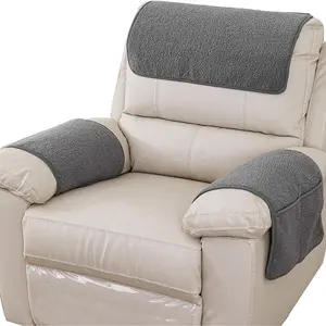 Armrest Cover, Recliner Chair Protector, Furniture Protector Slip, Side Storage Pocket, Stretch Armchair Couch Arm Rest Cover for Recliner, Chair, Sofa (Light Gray,1 Seater(3pcs))