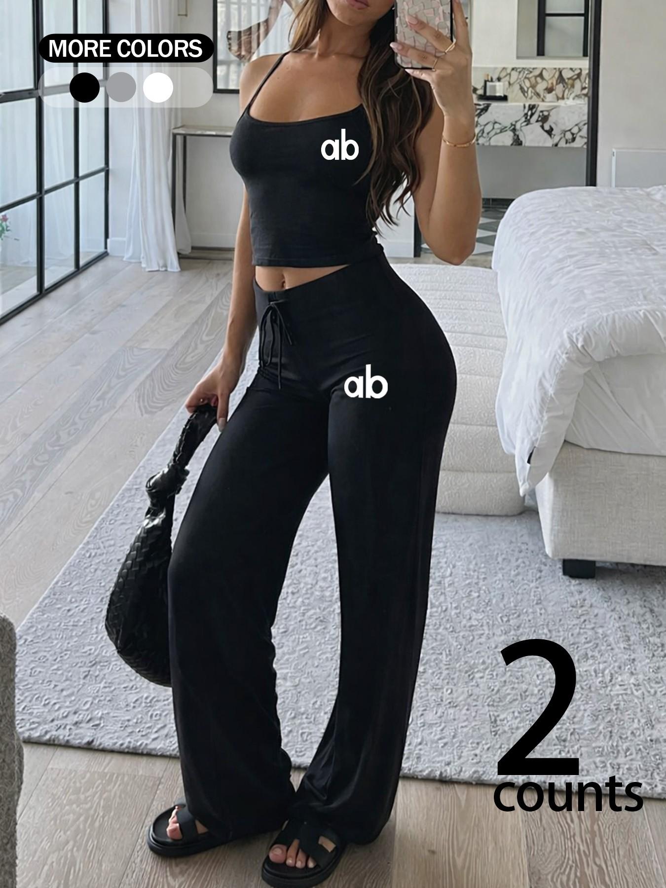 Women's V Neck Sleeveless Top & Straight Leg Pants Set, Casual Summer, Soft Fabric, Perfect for Daily Wear