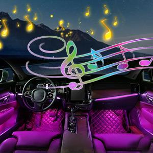 Nilight 4PCS USB RGB Interior Car LED Strips with APP Control 48 LEDs Music Sound Active Mode for Car Truck ATV UTV Lighting truck stuff