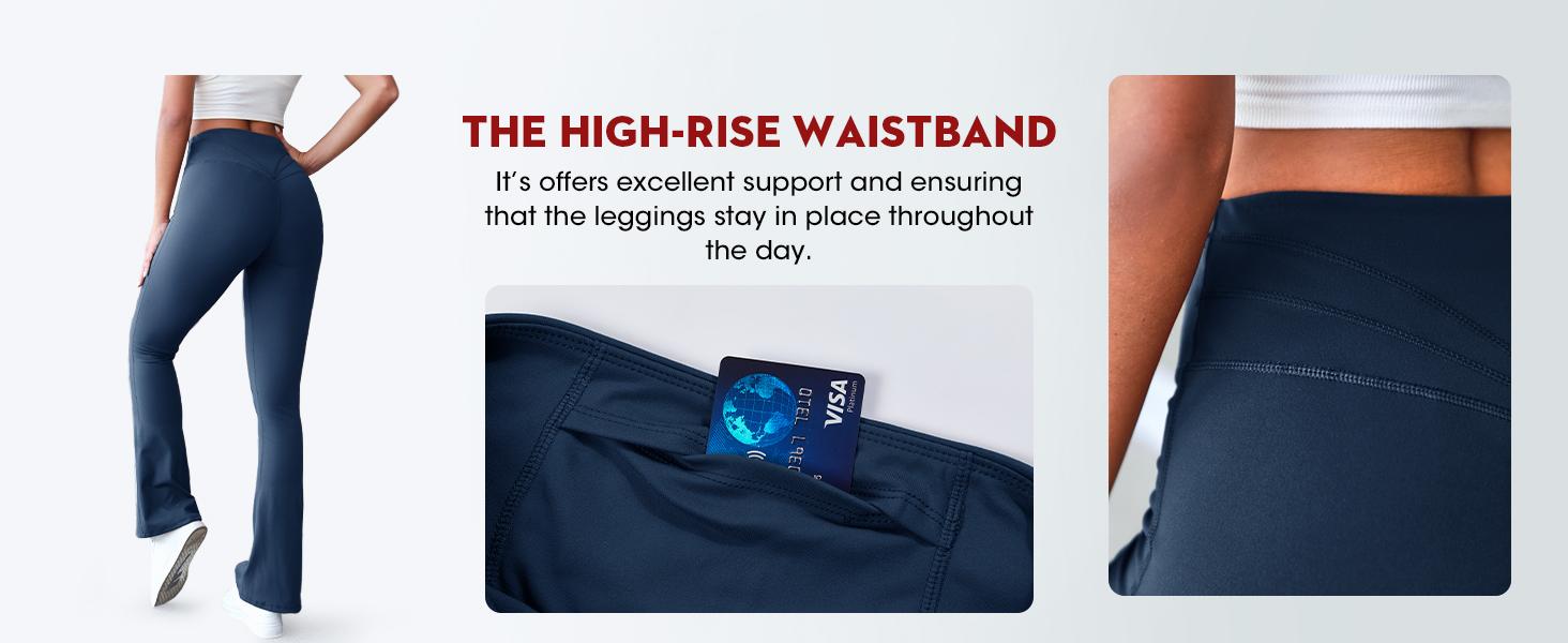 Danedvi Womens High Waist Flare Yoga Leggings Scrunch Butt Lifting Bell Bottoms Bootcut Workout Pants with Pockets Activewear