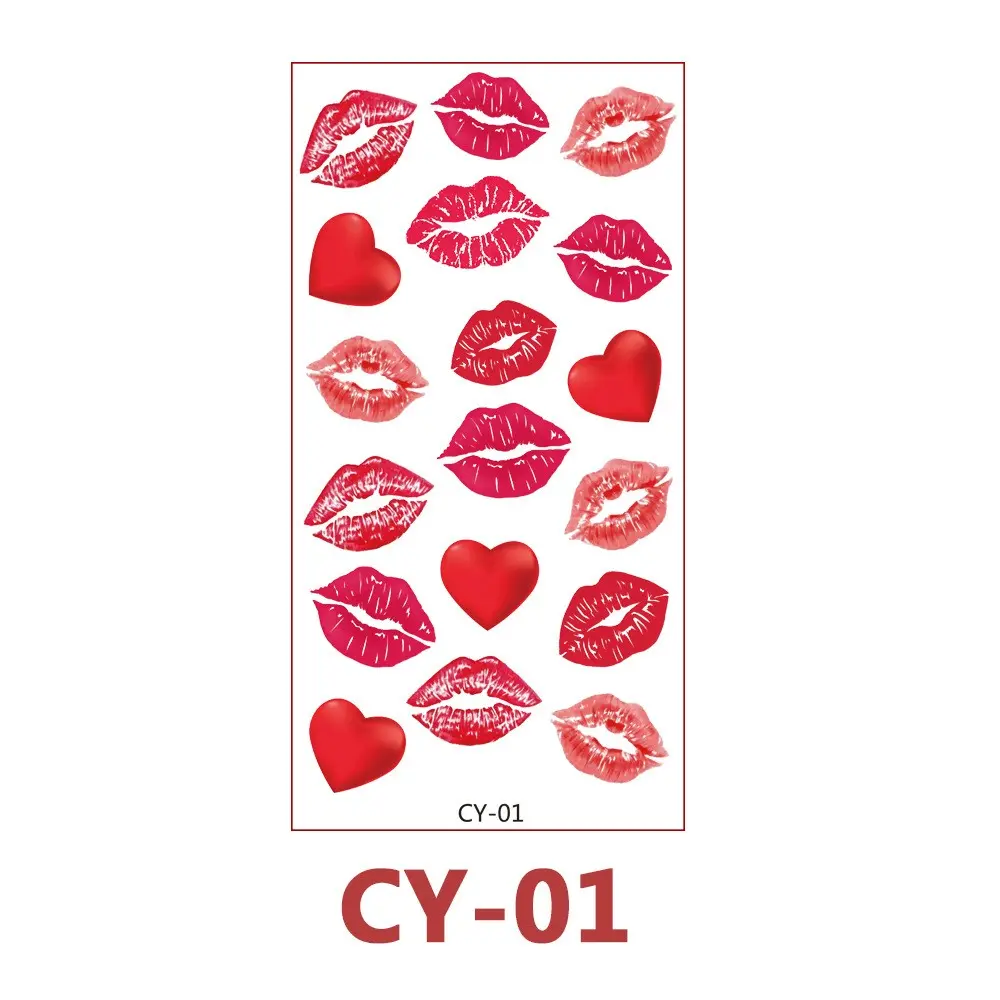 Lip Print Tattoo Stickers, Valentine's Day Music Festival Concert Makeup Props, Couple Style, Lip Print Sticker for Events