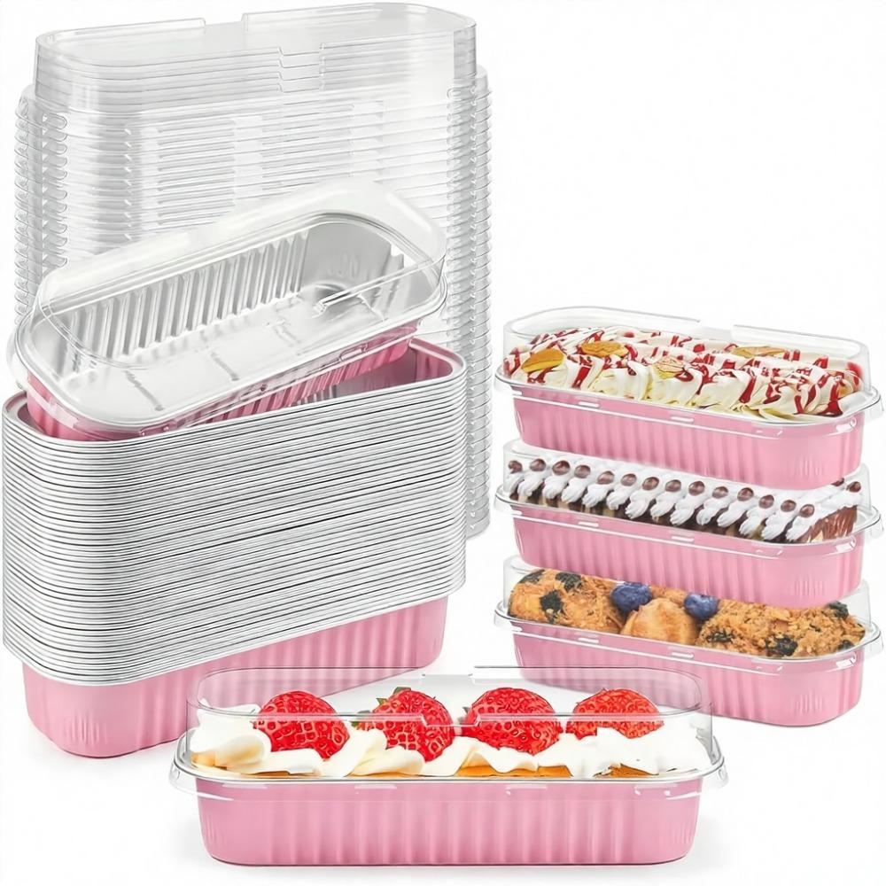 30 Pcs Mini Loaf Pans with Lids, 6.8 oz Rectangular Aluminum Foil Baking Pans, Mini Loaf Containers for Baking Cups, Cake Cups, Holiday Events