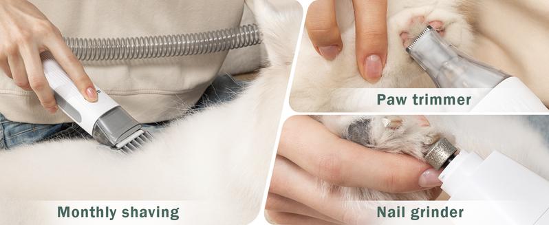 Afloia Dog Grooming Kit, Pet Grooming Vacuum & Dog Clippers, Nail Grinder Trimmer & Dog Brush for Shedding with Vacuum Grooming Tools, Low Noise Dog Vacuum Hair Remover Pet Grooming Supplies Green Portable