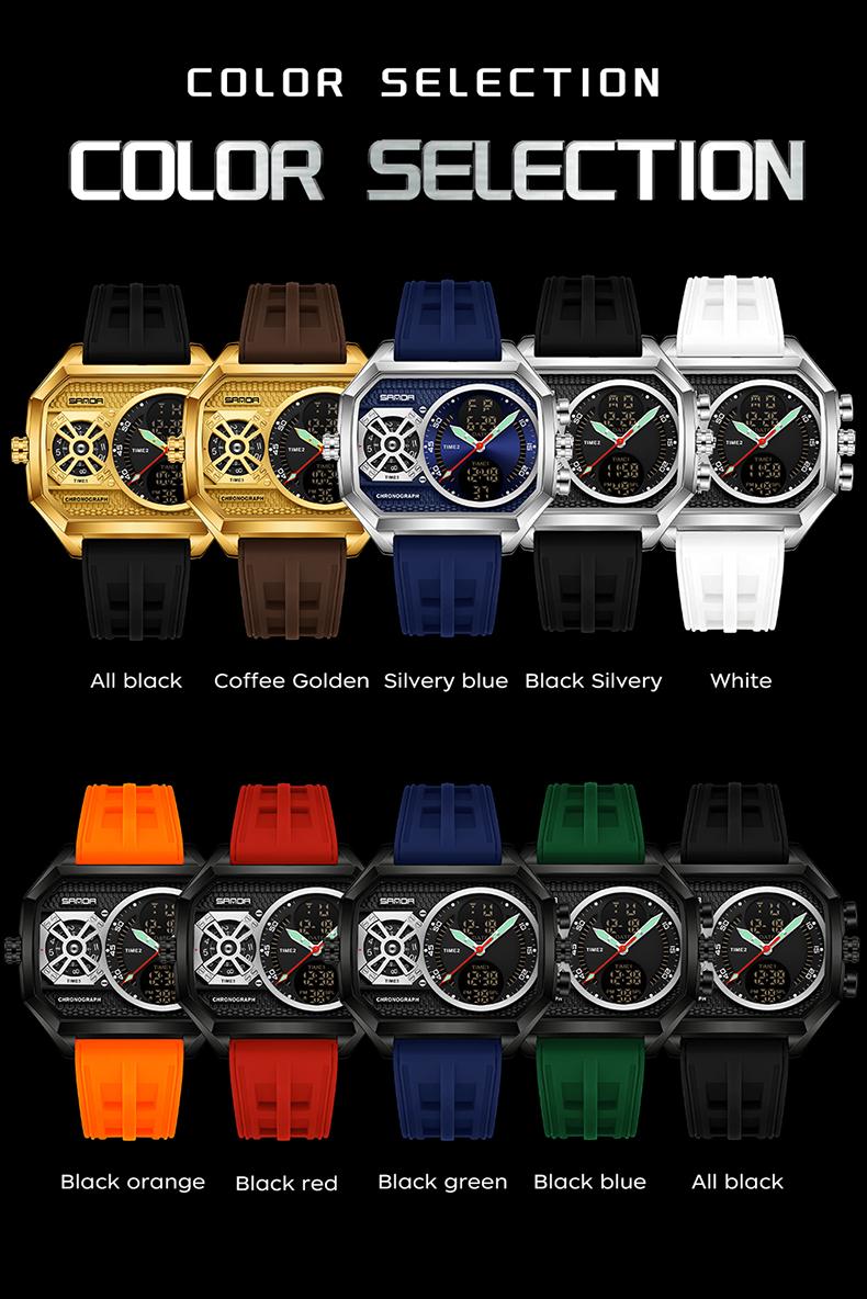 Sanda Multifunctional Digital Watch, Alloy Case, Waterproof, Luminous, Stopwatch, Alarm, Hourly Chime, Perfect Birthday Gift