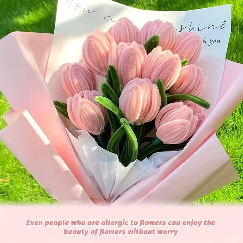 584 Piece Tulip Chenille Stem Set for Arts and Crafts, Colorful Decorative Flowers for Weddings and Festivals, Ideal Gift for Birthdays and Holidays