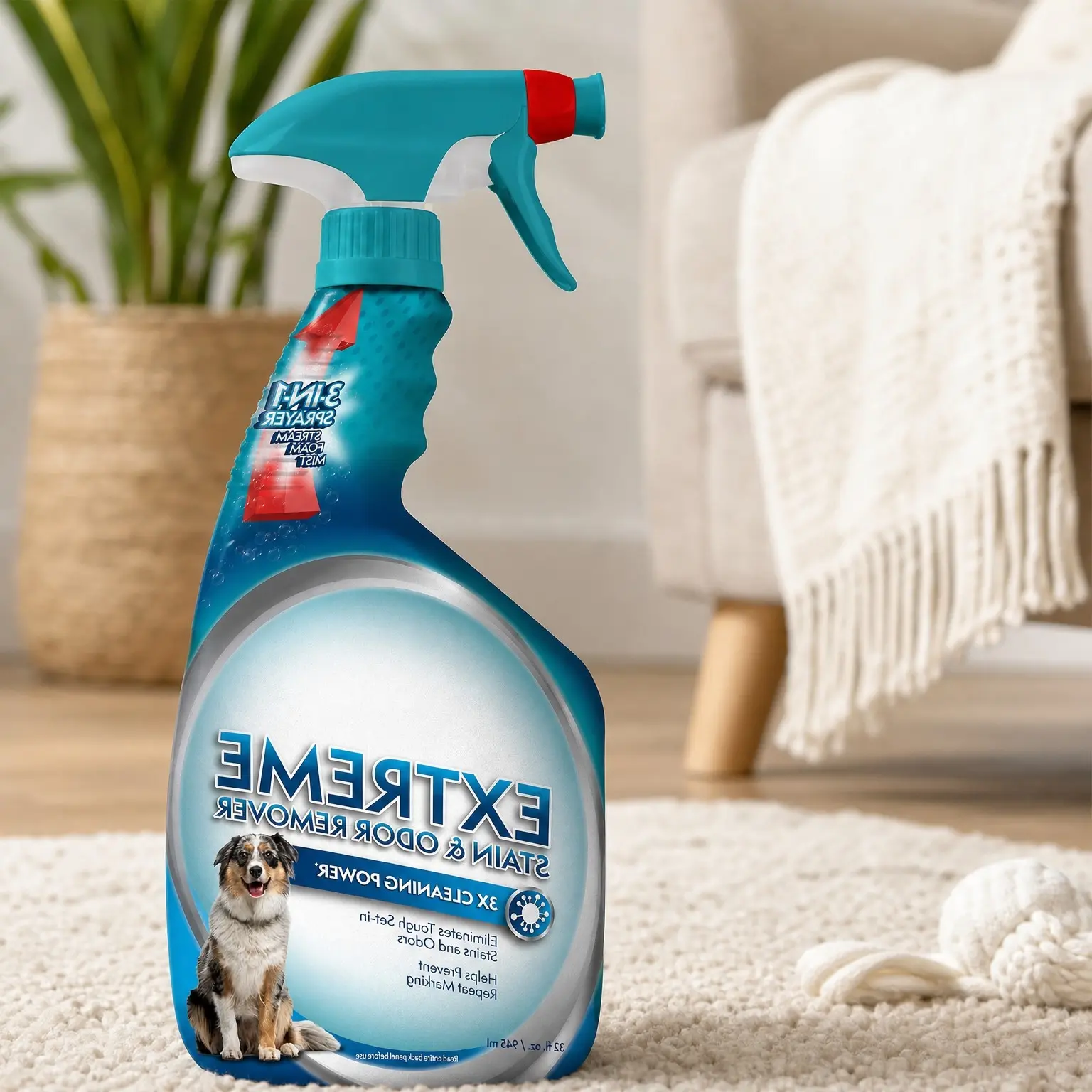 Extreme Stain & Odor Remover, Enzyme Pet Urine Cleaner, Dog Urine Carpet Cleaner, Carpet Spray Cleaner, Pet Odor Eliminator, 32ozGift