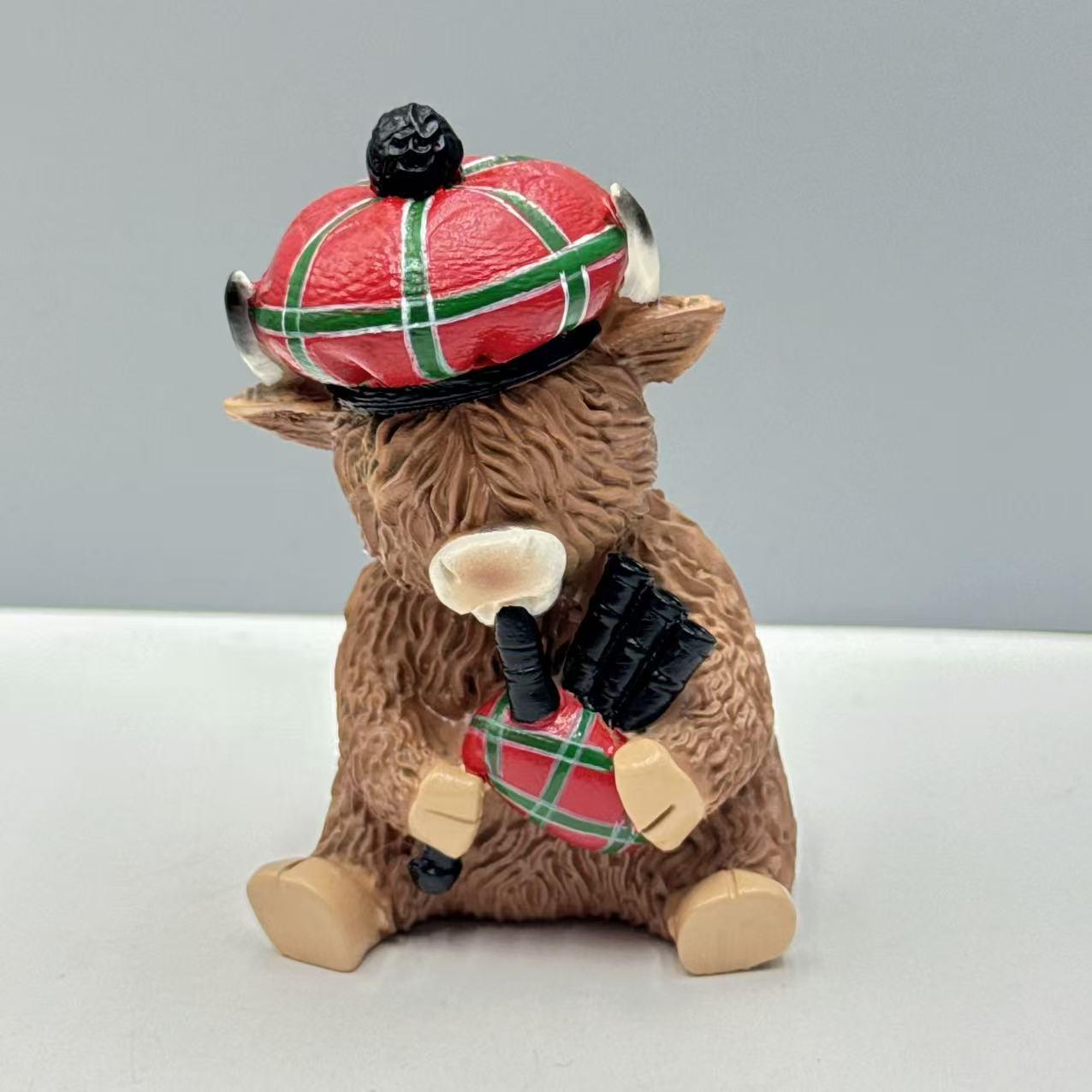 Collectible Figurines Mini Creative Resin Animal Statues, Highland Cow Ornament, Festival Decor, Movie Souvenir, Best Holiday Gift