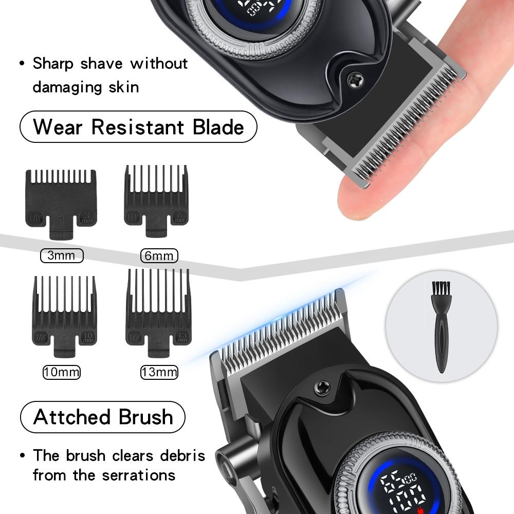 Men's Professional Hair Clipper Set, 5-Piece Trimmer Kit Includes Wireless & Electric Clippers, Precision Styling Tools with Storage Box, Rechargeable Hair Clipper