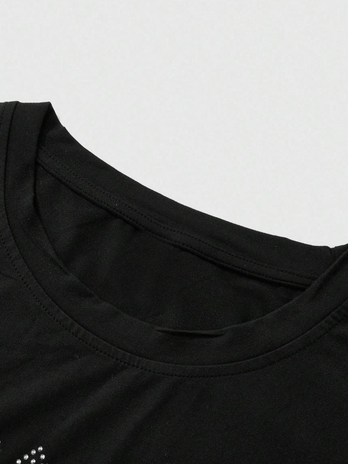 High-Quality Men's Casual Summer Set, Rhinestone Letter Print Tee & Drawstring Waist Shorts, Perfect for Travel & Daily Wear