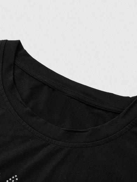 High-Quality Men's Casual Summer Set, Rhinestone Letter Print Tee & Drawstring Waist Shorts, Perfect for Travel & Daily Wear