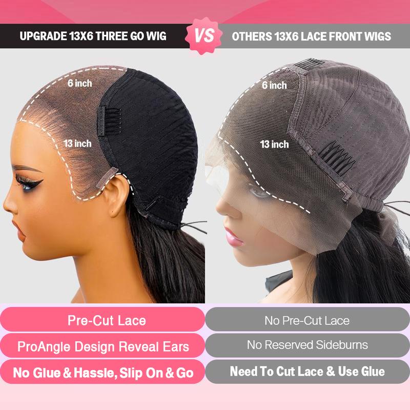 New Upgrad 250% Density Deep Wave 13x6 HD Glueless Lace Front Human Hair Wig with Drawstring Brazilian Curly Wigs Human Hair For Women Pre Plucked Wet and Wavy Lace Frontal Wig 250% Density