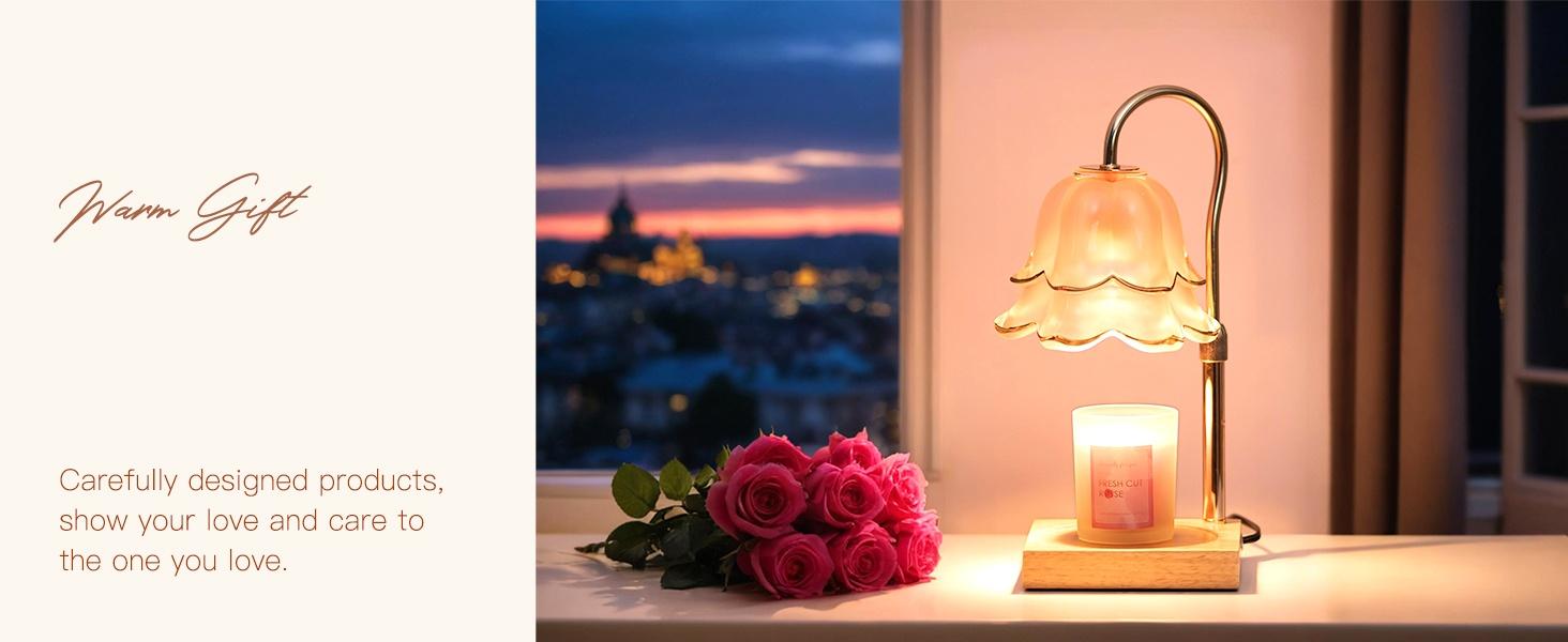 Flower Candle Warmer Lamp with Timer : With 2 Bulbs, Table Lamp Height Adjustable, Home Bedroom Decor, House Warming Gift, Birthday Gift, Gift for Women, Mother's Day Gifts Decoration Items Ornaments, Valentine's Day gift