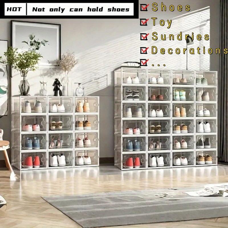 Transparent Dustproof Stackable Shoe Box Cover, Foldable and Stackable Shoe Rack, Plastic Sports Shoes Container, Multi-Functional Shoe Storage Box, Clear Shoe Storage