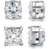 CASSIECA 2Pair Unisex Stainless Steel Magnetic Studs Earrings Set, Non Piercing Fake Piercing 5 8MM CZ Jewelry for Adults,Men's Accessories Blackfriday