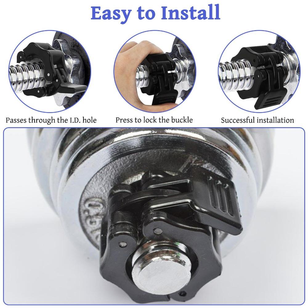 1 Inch/2Inch Quick-Release Barbell Collar Clips - Secures Standard/Olympic Plates for Weightlifting, Strength Training, Bodybuilding & Gym, Gym Accessories